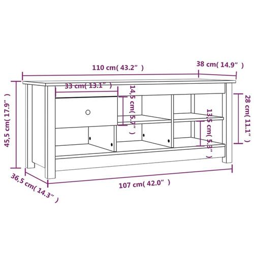 Skoreol 110x34x45 cm massivt fyrretræ gyldenbrun