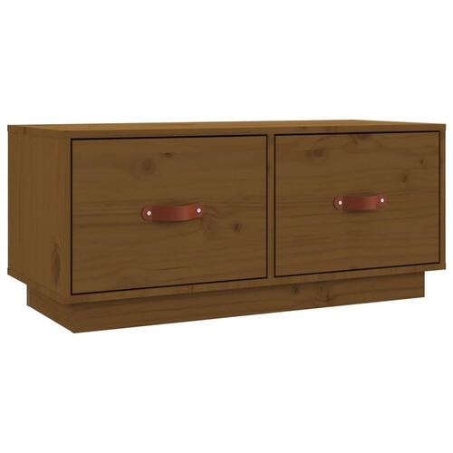 Tv-bord 80x34x40 cm massivt fyrretræ gyldenbrun