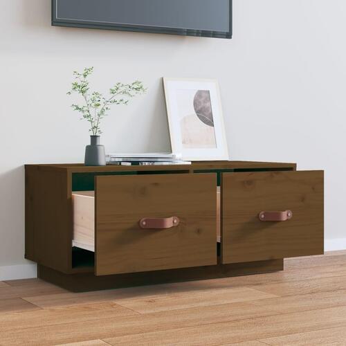 Tv-bord 80x34x40 cm massivt fyrretræ gyldenbrun