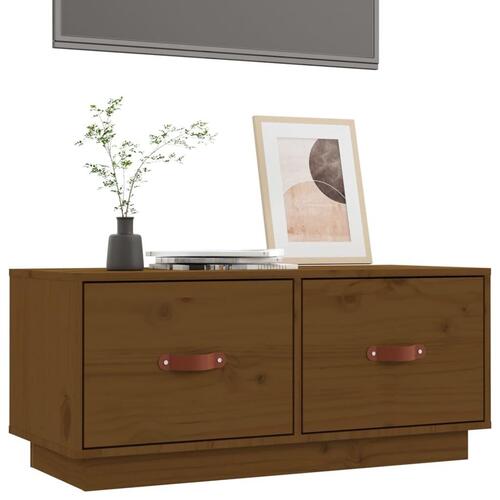 Tv-bord 80x34x40 cm massivt fyrretræ gyldenbrun