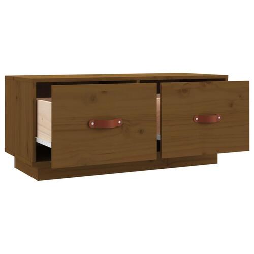 Tv-bord 80x34x40 cm massivt fyrretræ gyldenbrun
