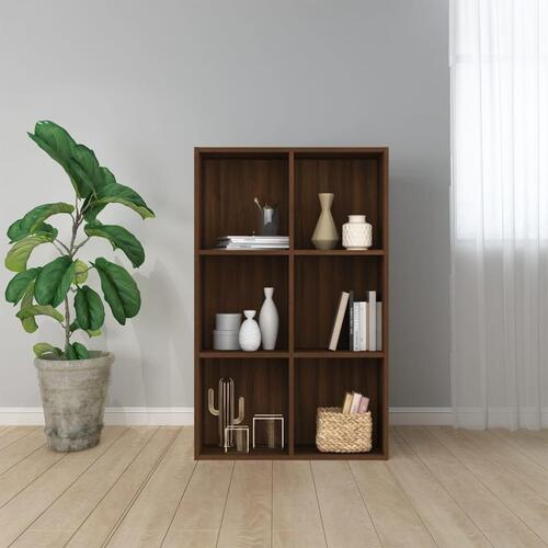 Bogreol/skænk 66x30x98 cm konstrueret træ brunt egetræ