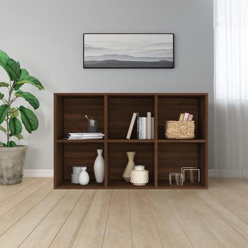 Bogreol/skænk 66x30x98 cm konstrueret træ brunt egetræ