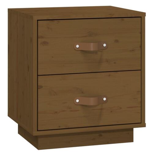 Sengebord 40x34x45 cm massivt fyrretræ gyldenbrun