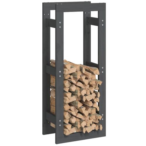 Brændestativ 41x25x100 cm massivt fyrretræ grå