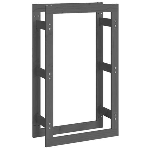 Brændestativ 60x25x100 cm massivt fyrretræ grå