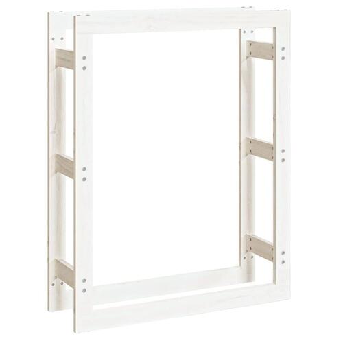 Brændestativ 80x25x100 cm massivt fyrretræ hvid