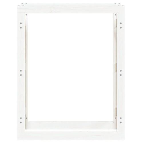 Brændestativ 80x25x100 cm massivt fyrretræ hvid