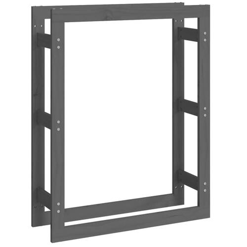 Brændestativ 80x25x100 cm massivt fyrretræ grå