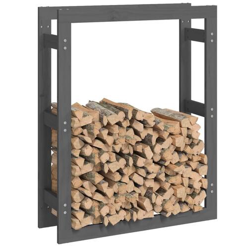 Brændestativ 80x25x100 cm massivt fyrretræ grå
