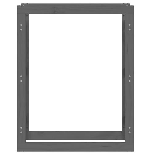 Brændestativ 80x25x100 cm massivt fyrretræ grå