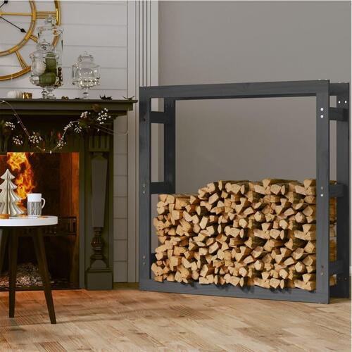 Brændestativ 100x25x100 cm massivt fyrretræ grå