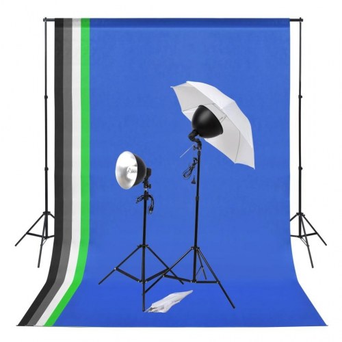 Fotostudiesæt med lampesæt og baggrunde