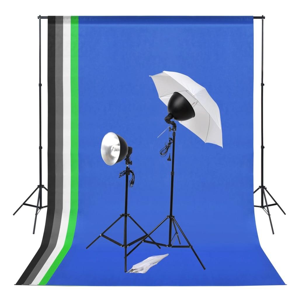 Fotostudiesæt med lampesæt og baggrunde