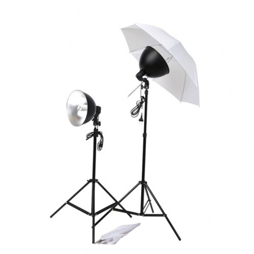 Fotostudiesæt med lampesæt og baggrunde