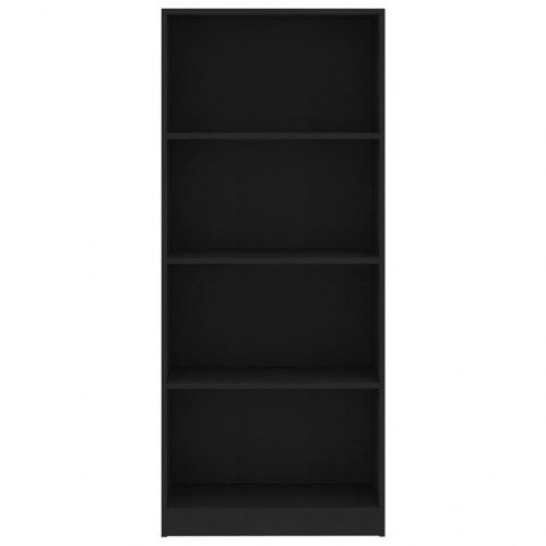 Bogreol med 4 hylder 60x24x142 cm konstrueret træ sort