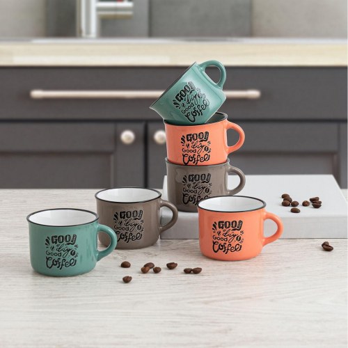Frappe Deco - sæt med kopper, keramik 80 ml, multifarver