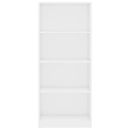 Bogreol med 4 hylder 60x24x142 cm konstrueret træ hvid højglans