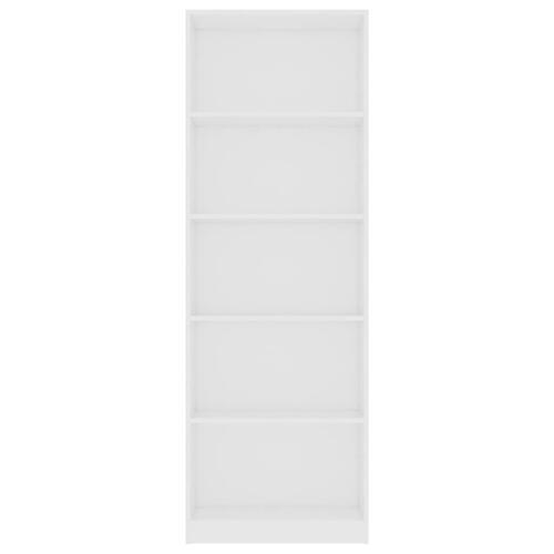 Bogreol med 5 hylder 60x24x175 cm konstrueret træ hvid