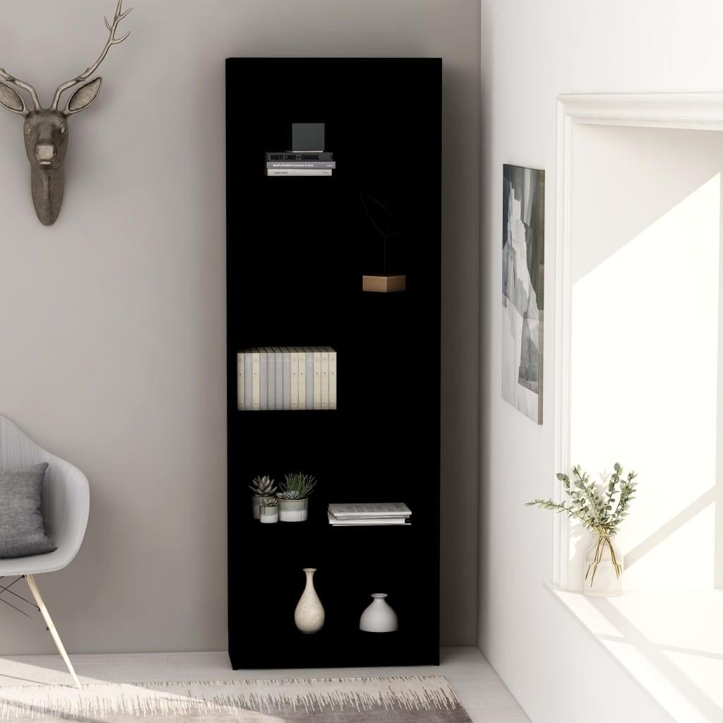 Bogreol med 5 hylder 60x24x175 cm konstrueret træ sort