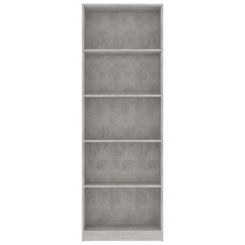 Bogreol 60x24x175 cm 5 hylder konstrueret træ betongrå