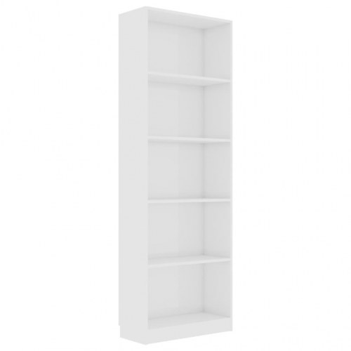 Bogreol 60x24x175 cm 5 hylder konstrueret træ hvid højglans