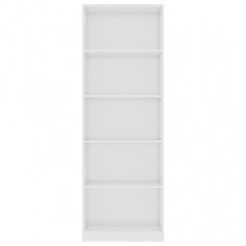 Bogreol 60x24x175 cm 5 hylder konstrueret træ hvid højglans