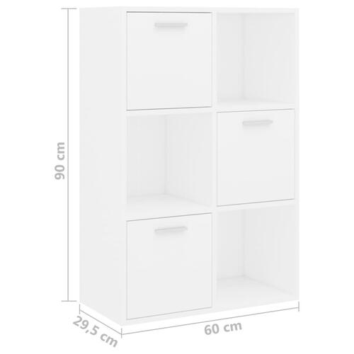 Kontorreol 60x29,5x90 cm konstrueret træ hvid