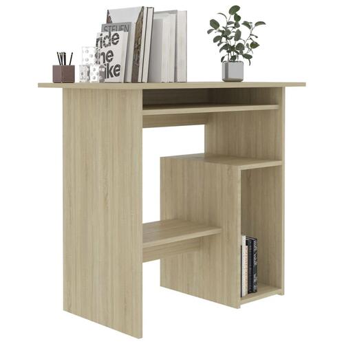 Skrivebord 80x45x74 cm konstrueret træ sonoma-eg