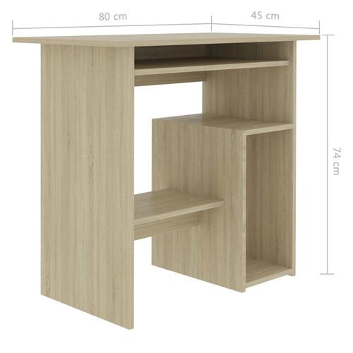 Skrivebord 80x45x74 cm konstrueret træ sonoma-eg