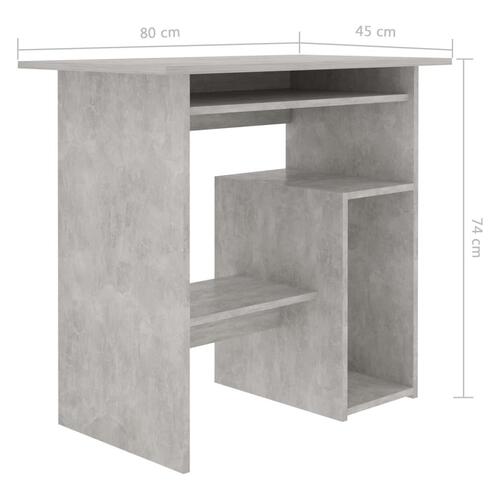 Skrivebord 80x45x74 cm konstrueret træ betongrå