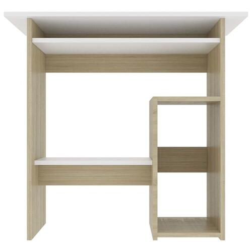 Skrivebord 80 x 45 x 74 cm spånplade hvid og sonoma-eg