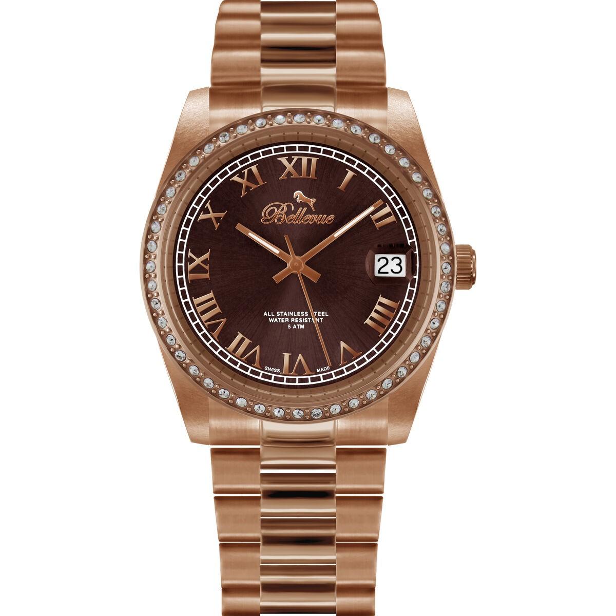 Dameur Bellevue I30 - armbåndsur til kvinder, Ø 28 mm, rosa stål