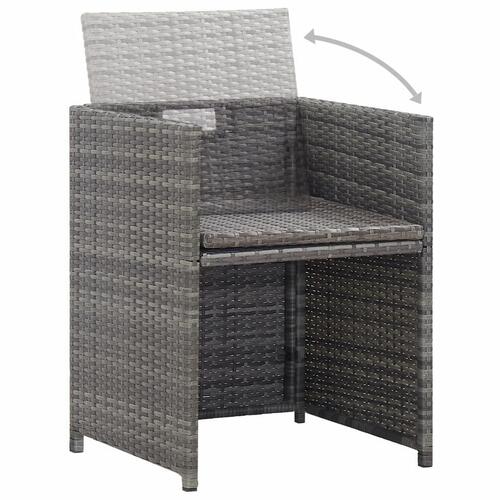 Bistrosæt 3 dele med hynder polyrattan grå