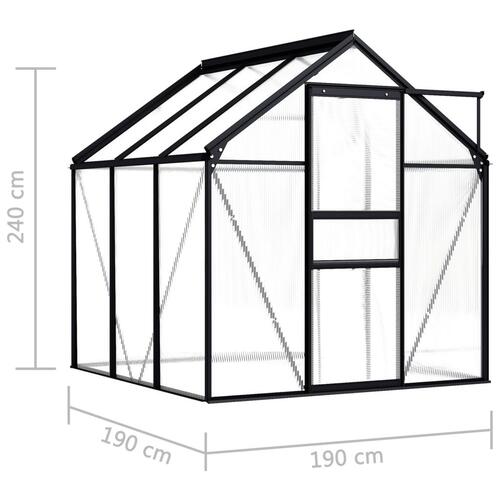 Drivhus 3,61 m³ aluminium antracitgrå