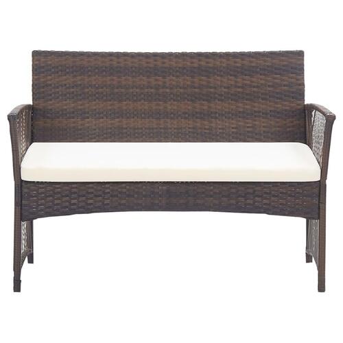 Haveloungesæt 4 dele med hynde polyrattan brun