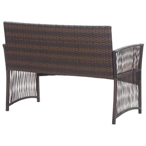 Haveloungesæt 4 dele med hynde polyrattan brun