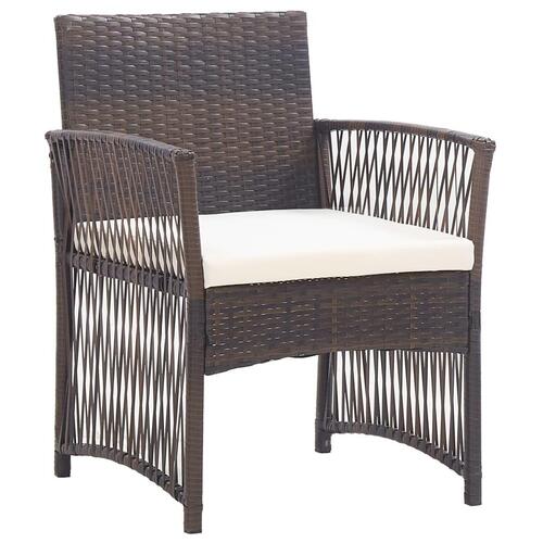 Haveloungesæt 4 dele med hynde polyrattan brun