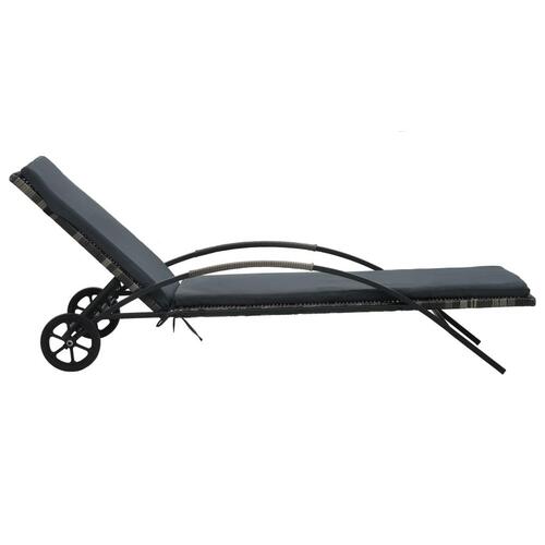 Liggestole med bord polyrattan antracitgrå