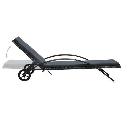 Liggestole med bord polyrattan antracitgrå