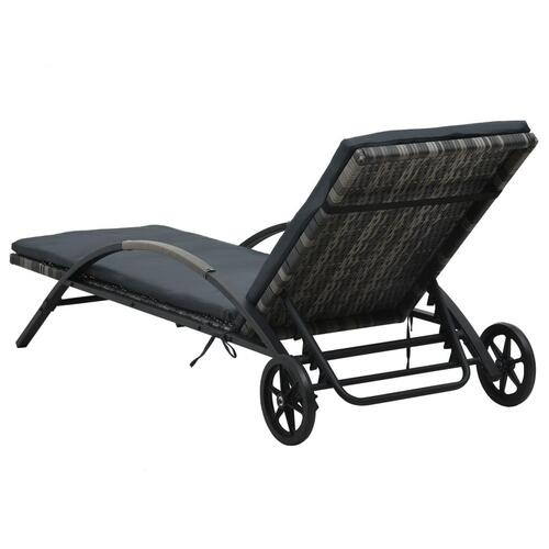 Liggestole med bord polyrattan antracitgrå