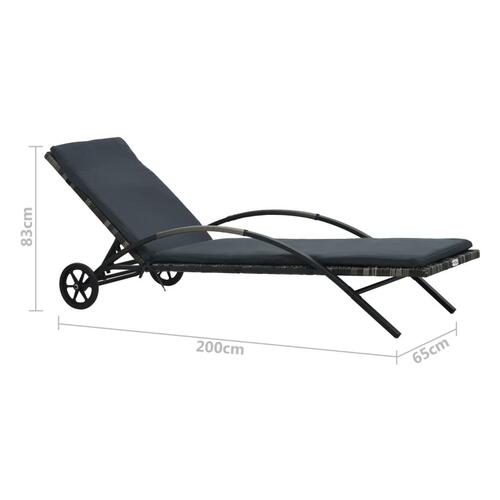 Liggestole med bord polyrattan antracitgrå