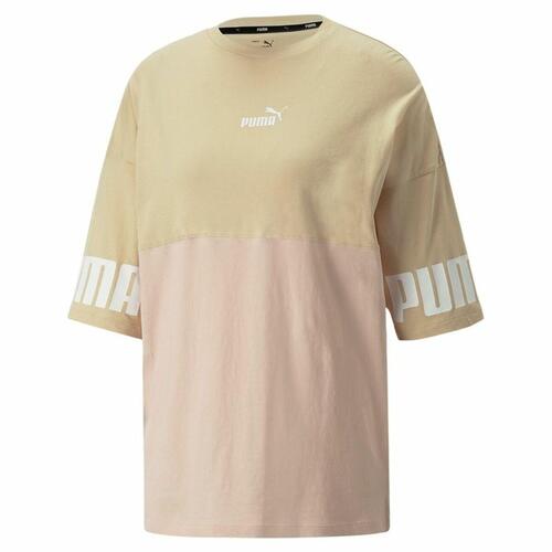 Kortærmet T-shirt til Kvinder Puma Colorblock Beige XS