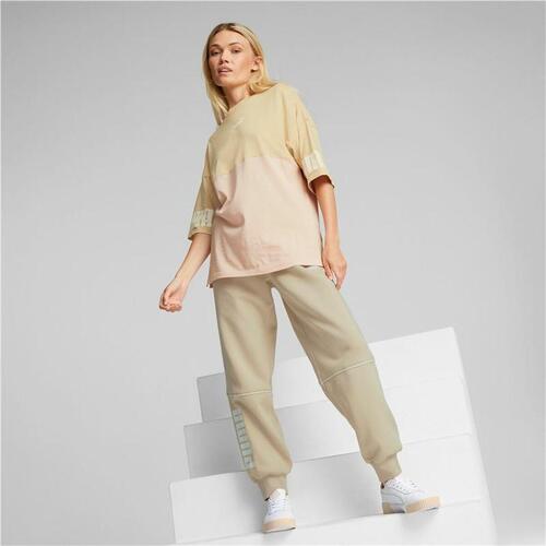 Kortærmet T-shirt til Kvinder Puma Colorblock Beige XS