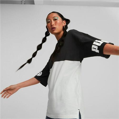 Kortærmet T-shirt til Kvinder Puma Power Colorblock Hvid Sort L