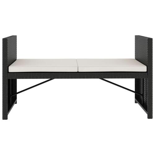 Haveloungesæt 5 dele med hynder polyrattan sort