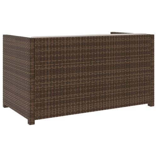 Haveloungesæt 5 dele med hynder polyrattan brun