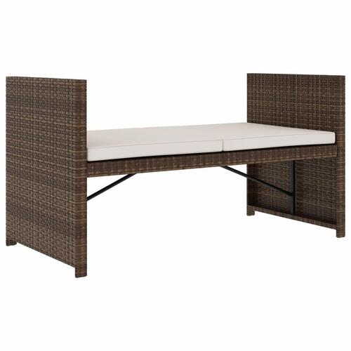 Haveloungesæt 5 dele med hynder polyrattan brun
