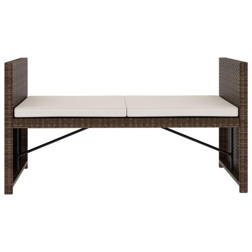 Haveloungesæt 5 dele med hynder polyrattan brun