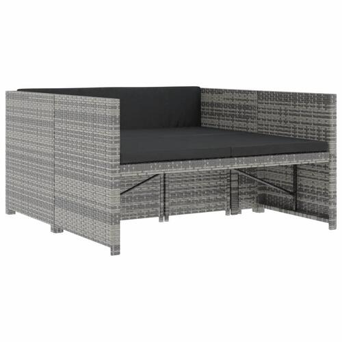 Haveloungesæt 5 dele med hynder polyrattan grå